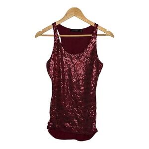The Limited Sequin Tank Top Sleeveless Party Blouse Burgundy Women‎ Size XS